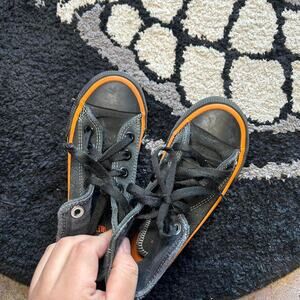 Kids black and orange harley shoes
